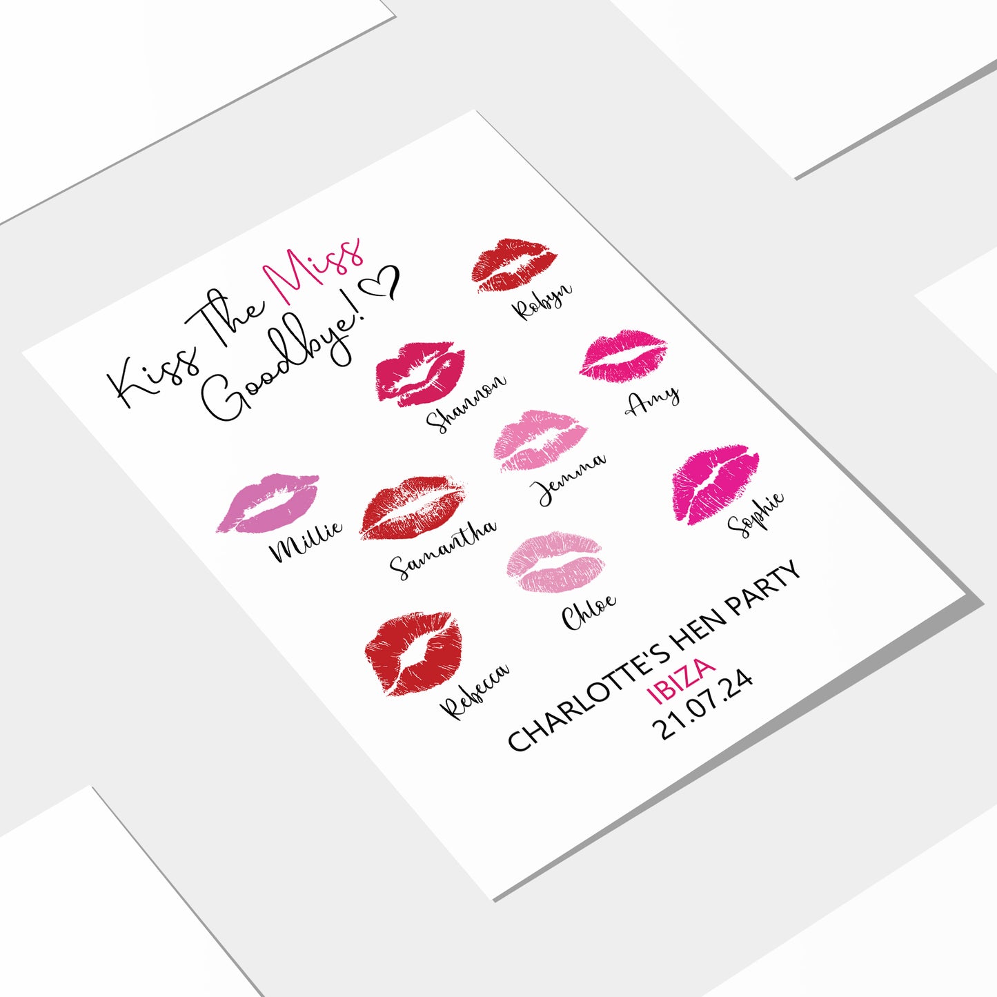 Kiss The Miss Goodbye Print A3 Hen Party Print Keepsake Gift