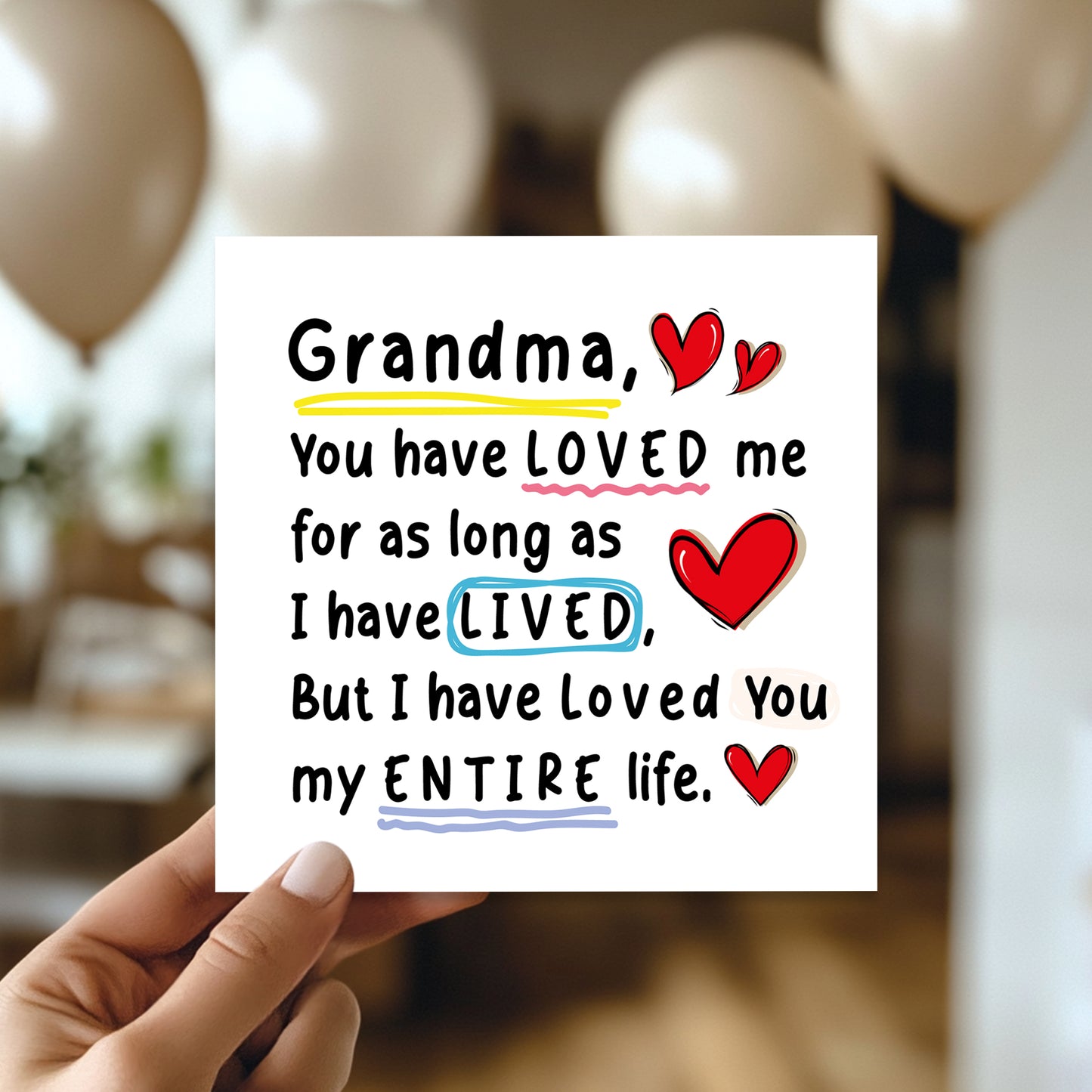 Card For Grandma Birthday Mothers Day With Envelope Thank You