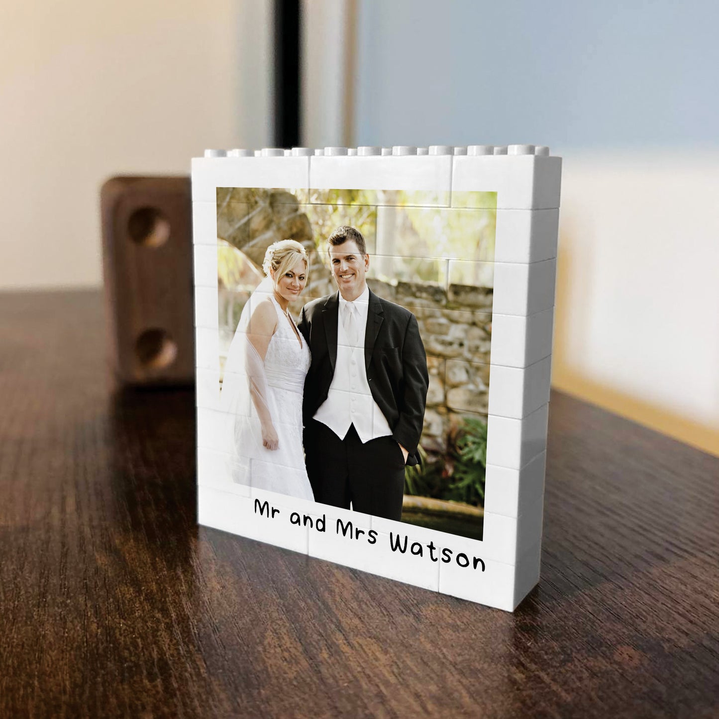 Personalised Mr & Mrs Wedding Gift Photo Surname Building Block