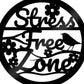 Garden Sign Stress Free Zone Outdoor Garden Shed 35x35cm