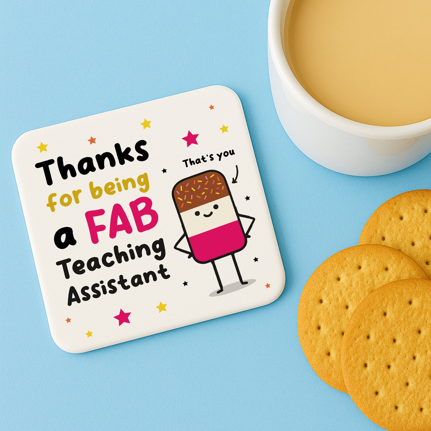 Teaching Assistant Coaster Thank You Gift FAB TA Teacher Gifts