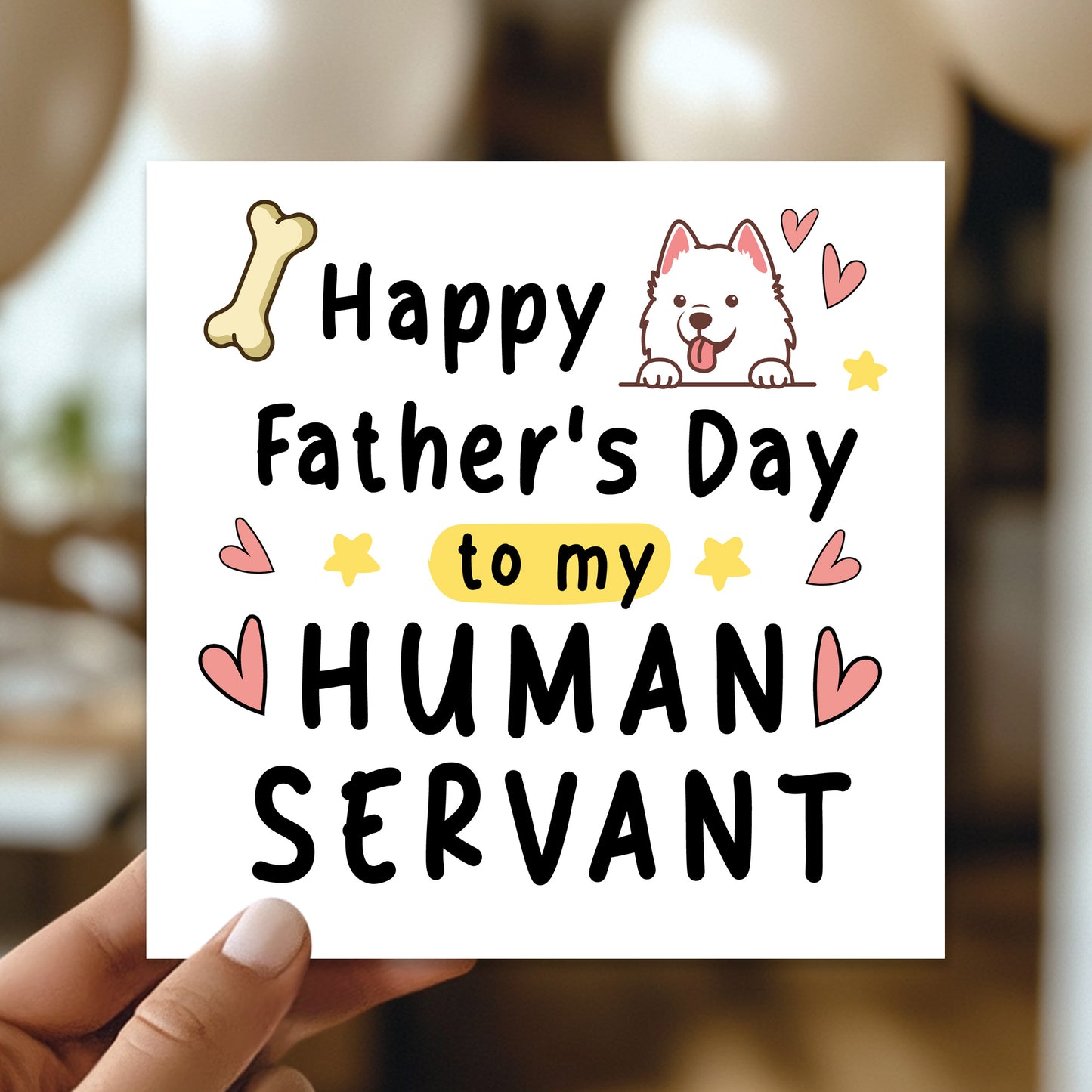 Happy Fathers Day Card To My Human Servant Funny Card For Dad