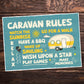 Novelty CARAVAN RULES SIGN Wall Door Plaque Caravan Sign