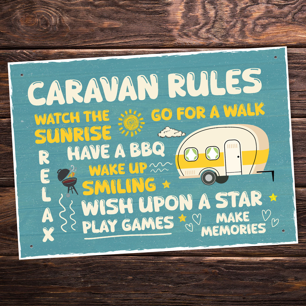 Novelty CARAVAN RULES SIGN Wall Door Plaque Caravan Sign