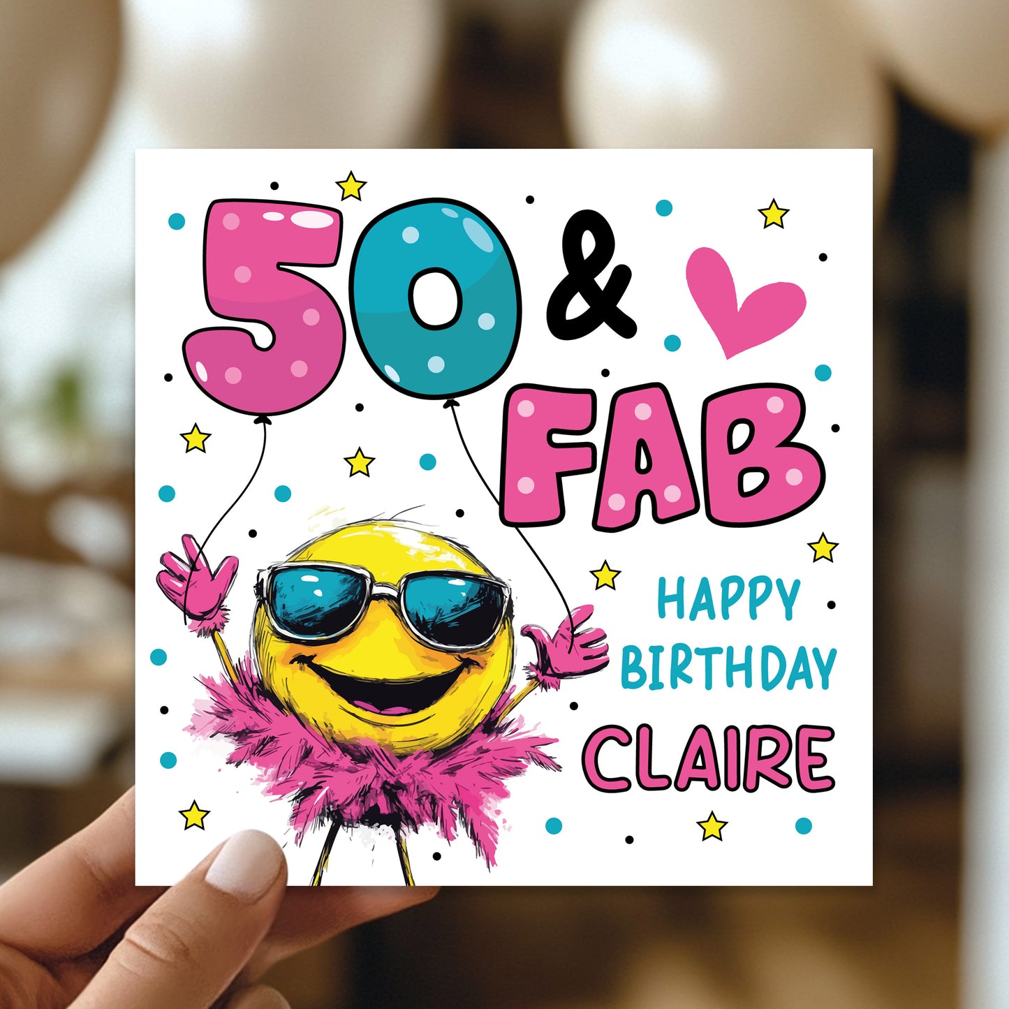 Personalised 50th Birthday Card For Women 50 And Fab For Mum