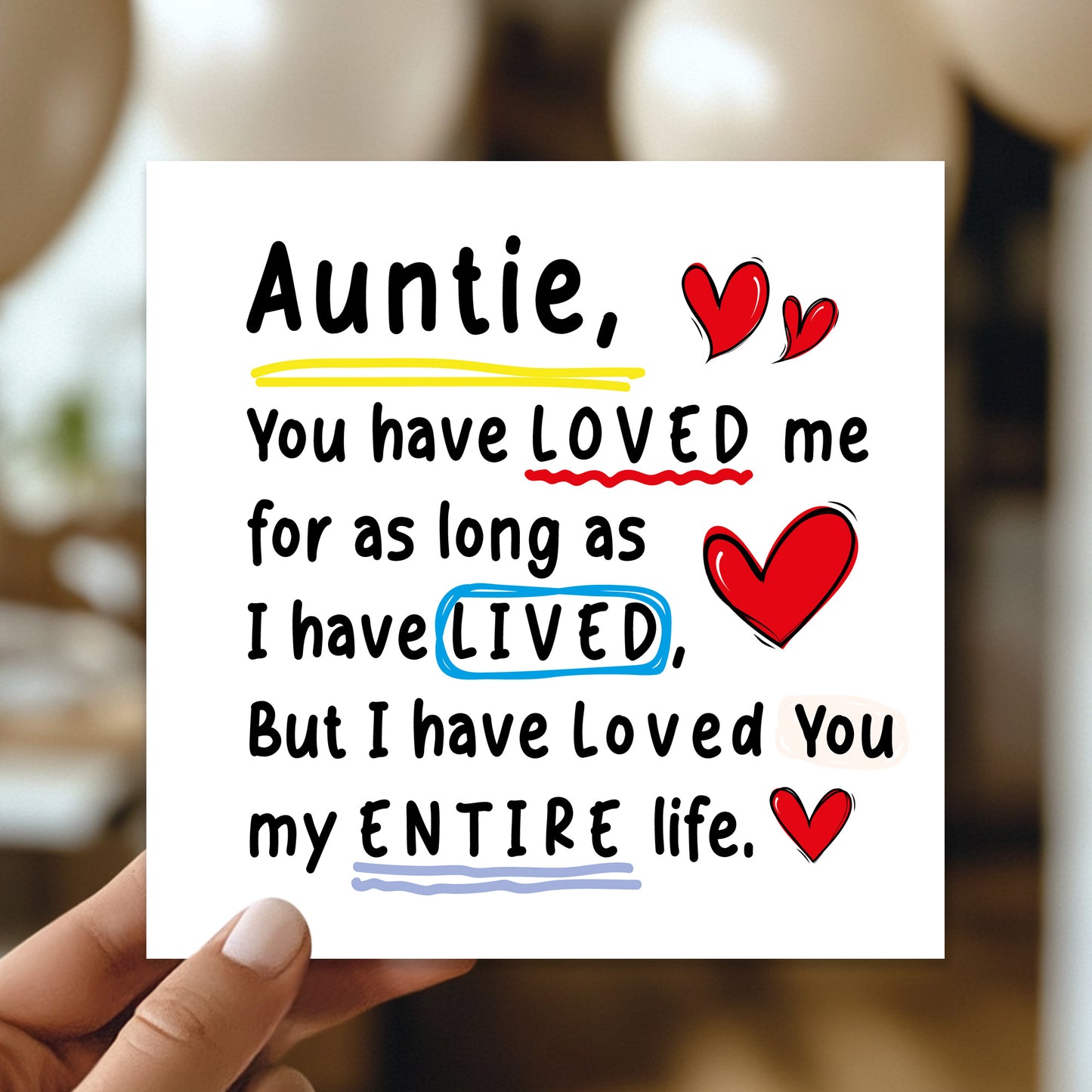 Birthday Card For Auntie With Kraft Envelope Thank You Card