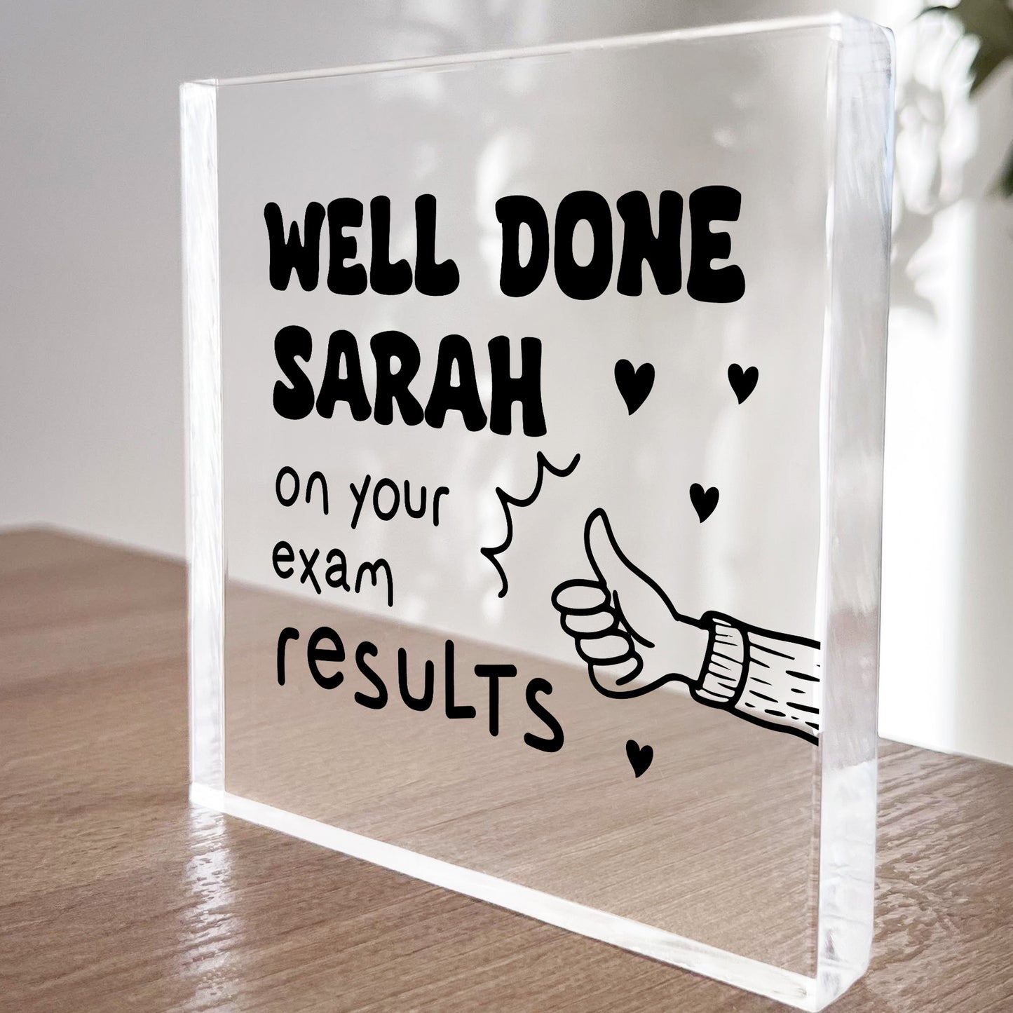 Well Done On Your Exam Results Gift Personalised Acrylic Block