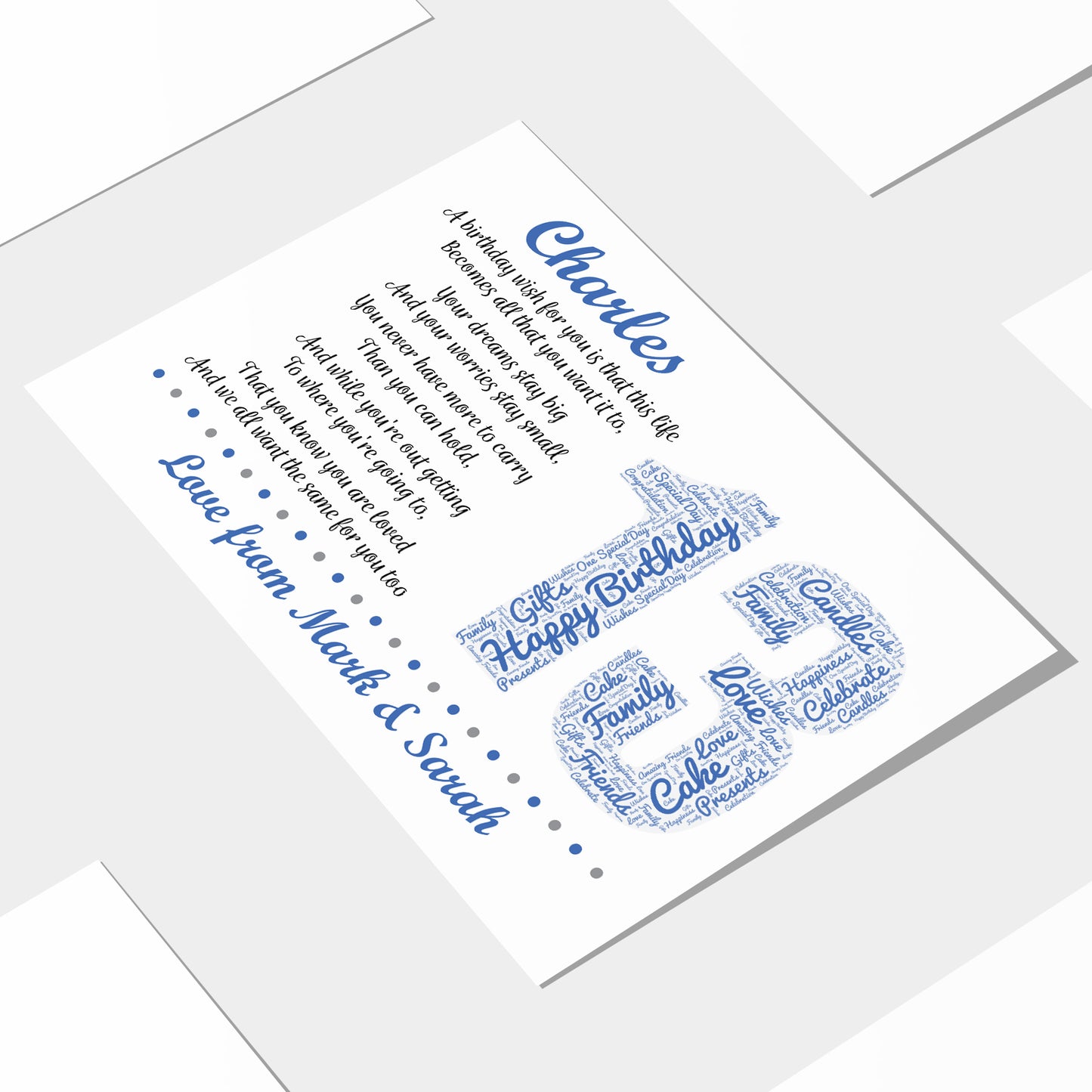 Personalised 13th Birthday Gift for Him Men Son Brother A3 Print