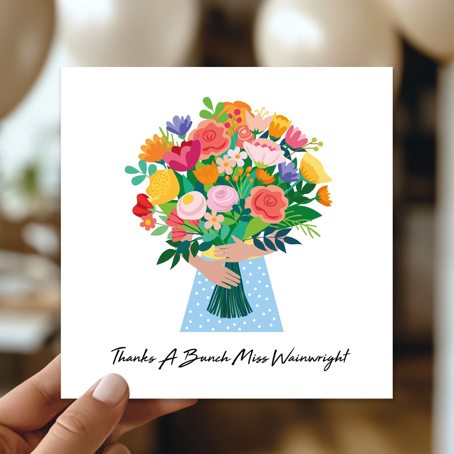 Personalised Teacher Card With Kraft Envelope THANKS A BUNCH