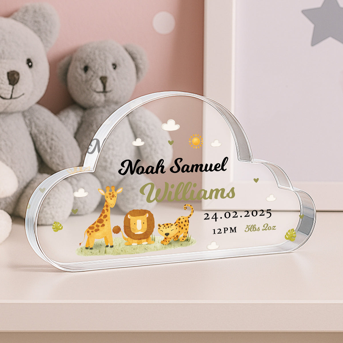Gift For Son Godson Nephew Grandson Baby Boy Cloud Birth Details