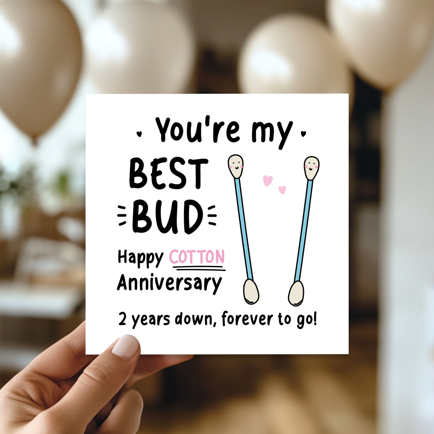 Funny 2nd Anniversary Card For Husband Bud Cotton Anniversary