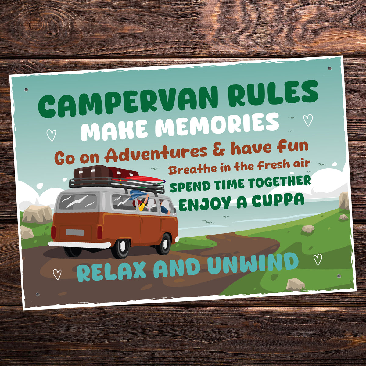 Novelty CAMPERVAN RULES SIGN Wall Door Plaque Novelty Campervan
