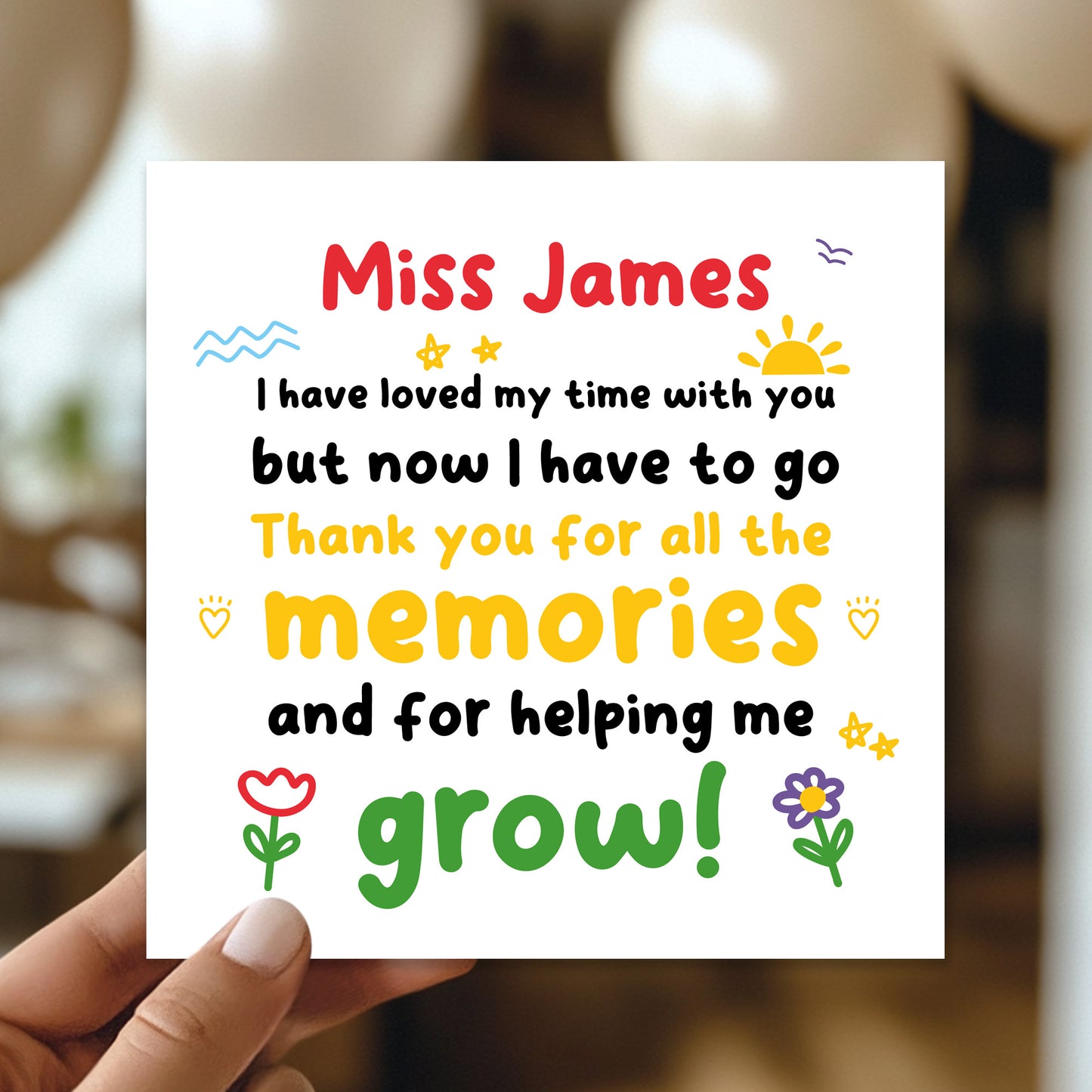 Personalised Teacher Appreciation Card For Teacher Thank You