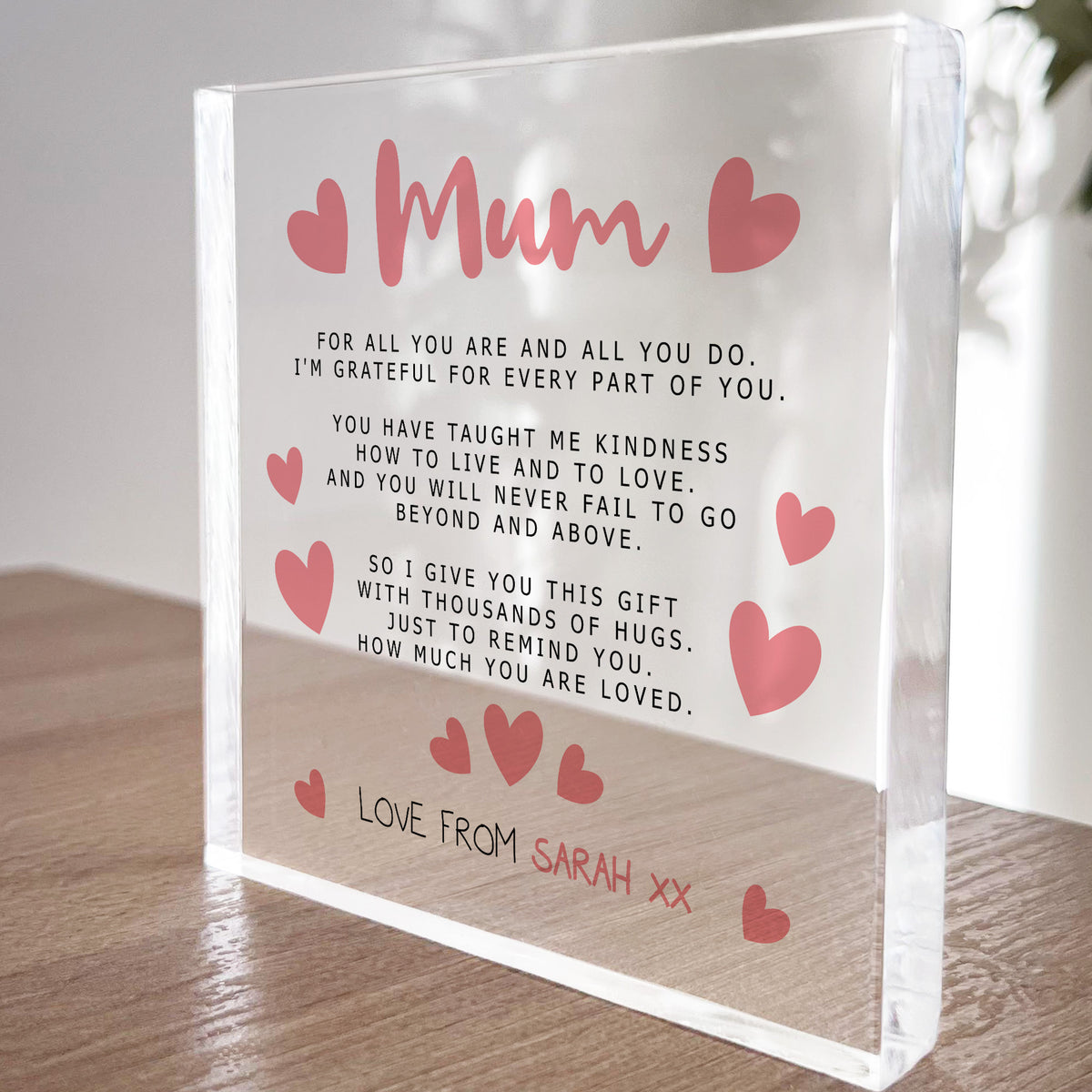 Personalised Plaque For Mum Gifts From Daughter Son Birthday