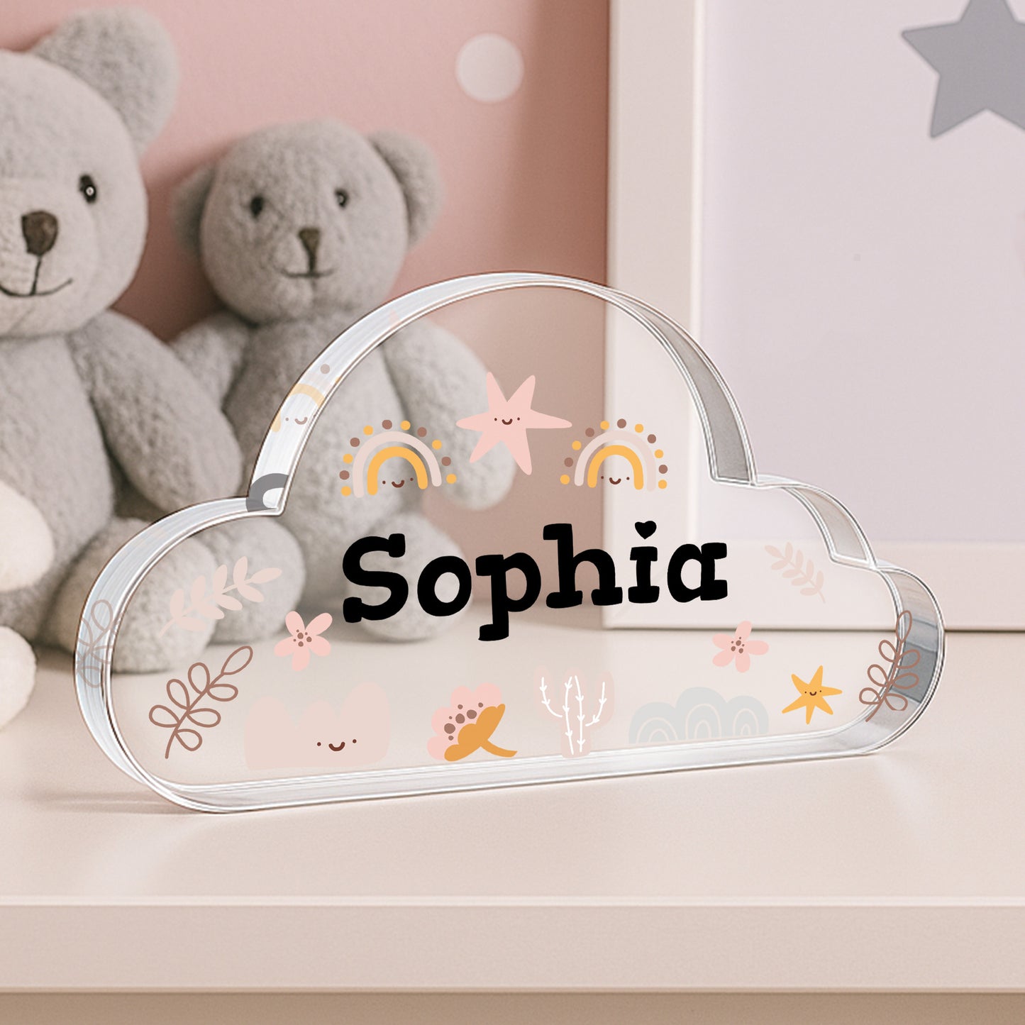 Personalised Nursery Decor Acrylic Cloud Plaque For Daughter