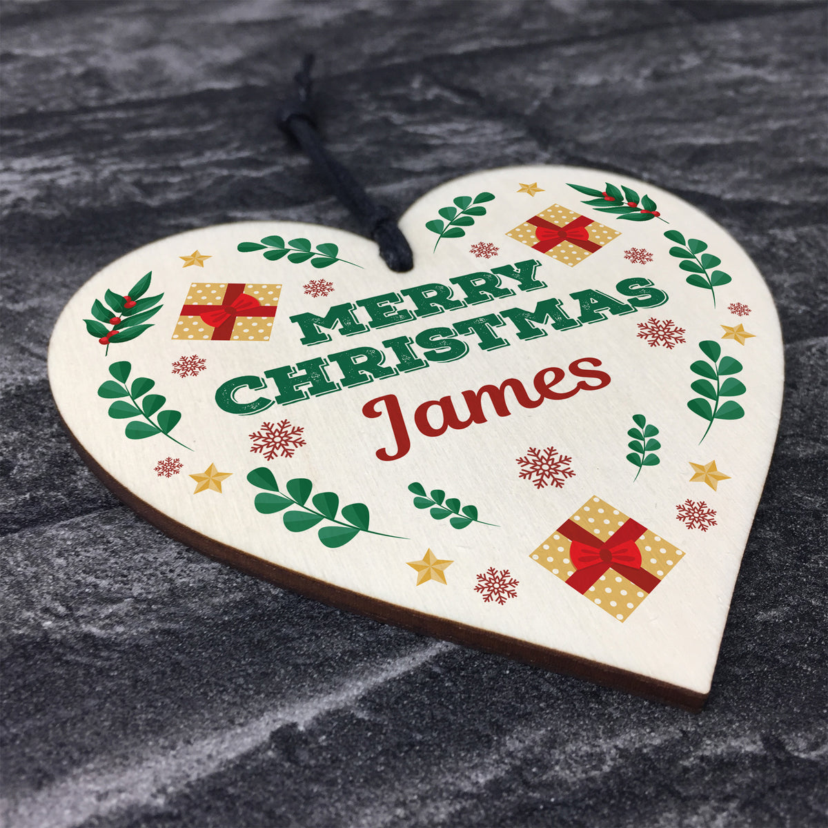 Personalised Merry Christmas Heart Gift For Friends Family