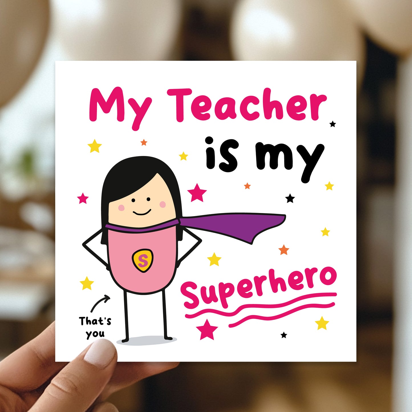 Card For Teacher Thank You Card My Superhero Card For Women