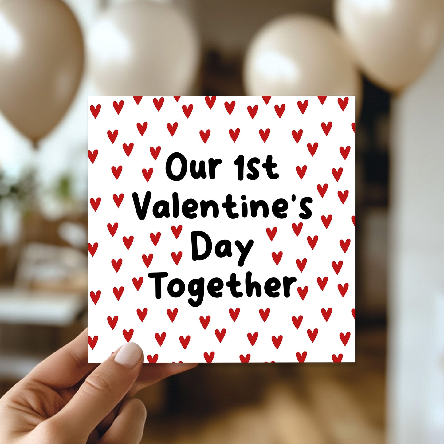 Boyfriend 1st Valentines Card 14x14 Card With Kraft Envelope