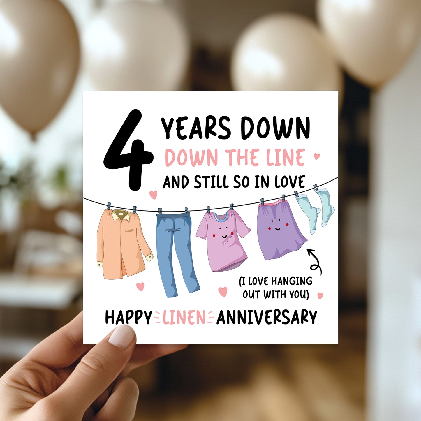 Funny Linen Anniversary Card For Husband Wife 4th Anniversary