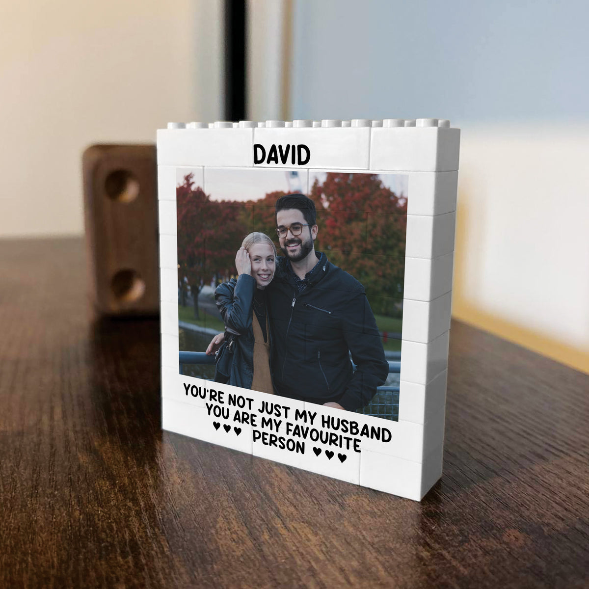 Couple Photo Block Gift for Boyfriend Husband Building Blocks