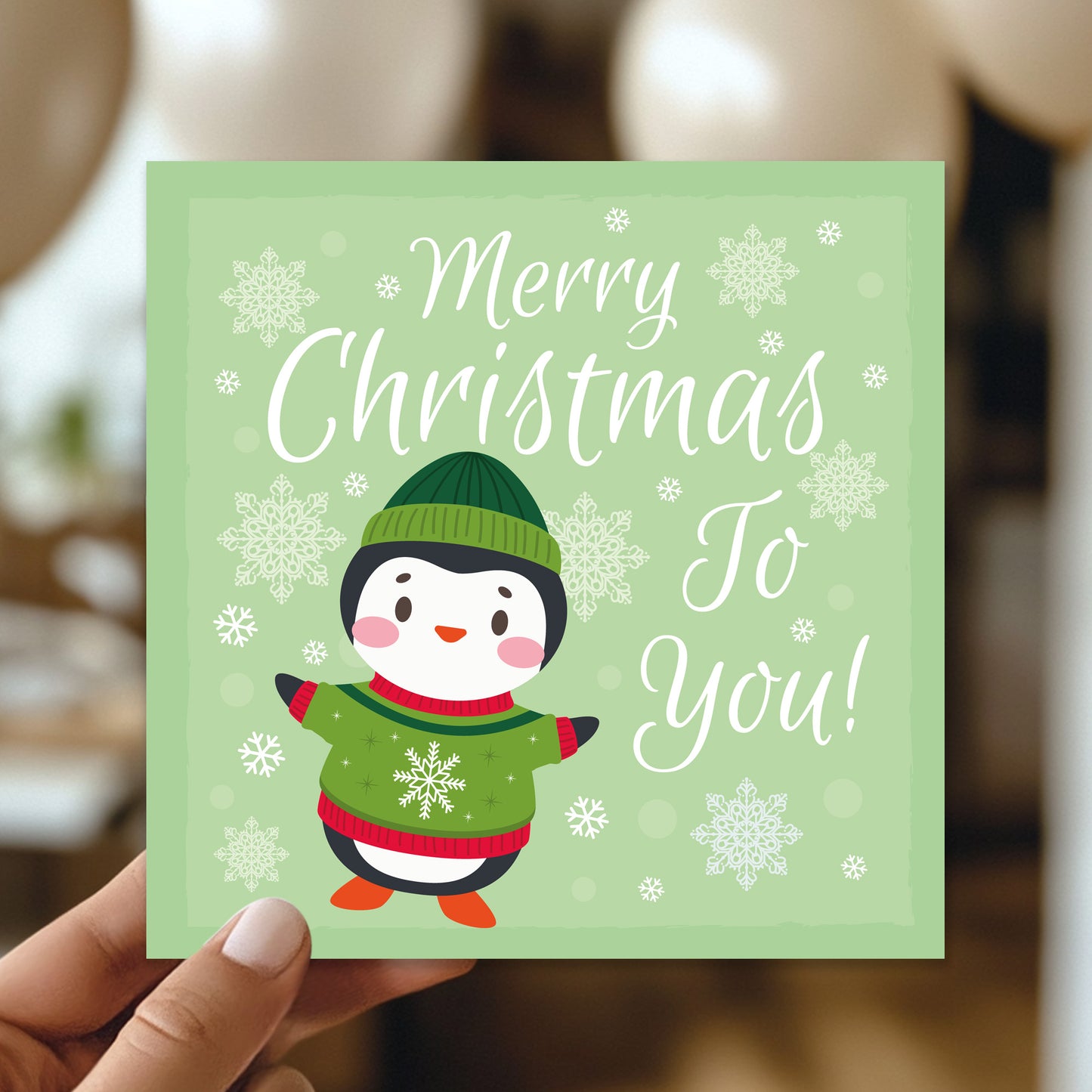 Christmas Card For Children Teacher Cute Penguin Design Xmas