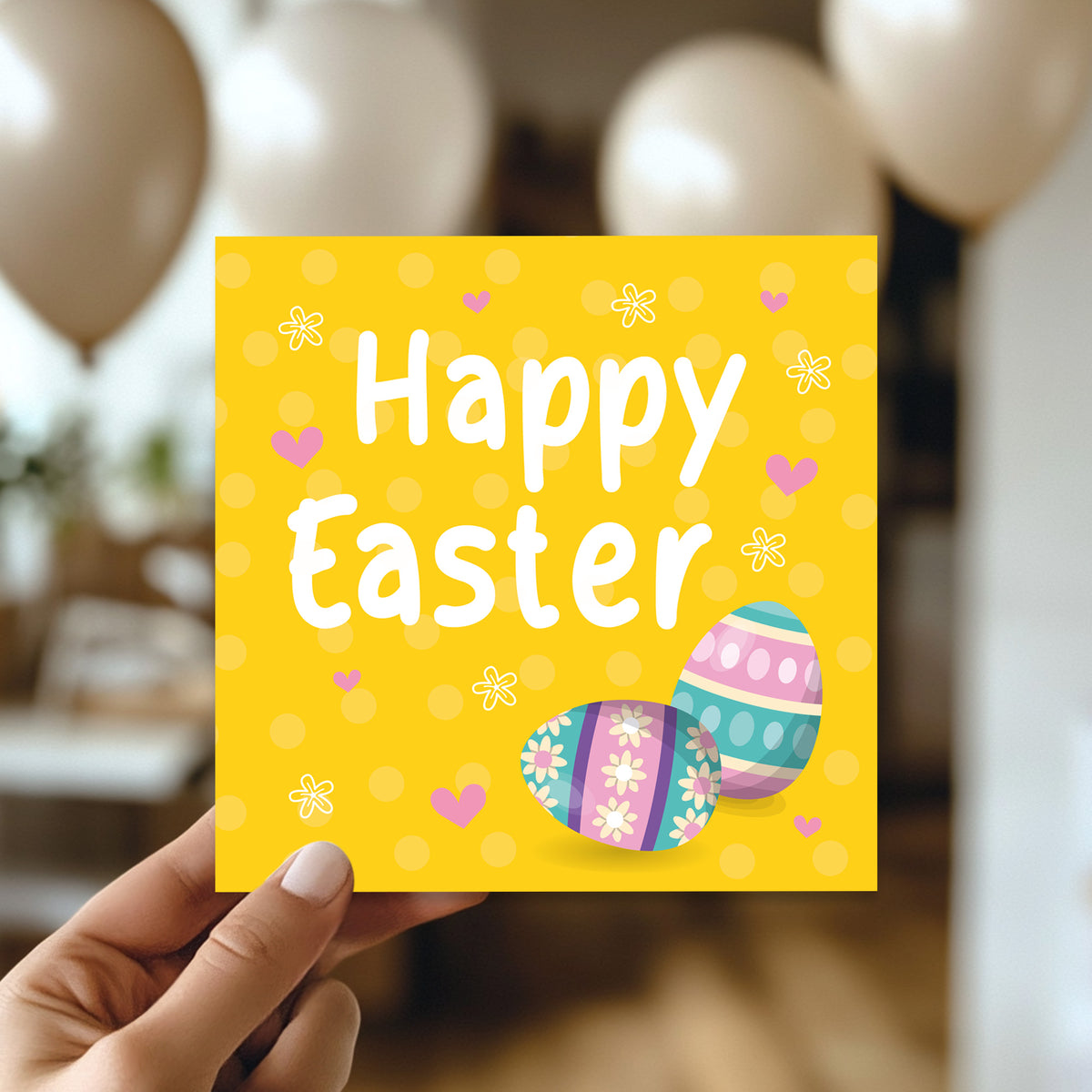 Yellow Easter Card, Bunny Easter Card, Card For Easter
