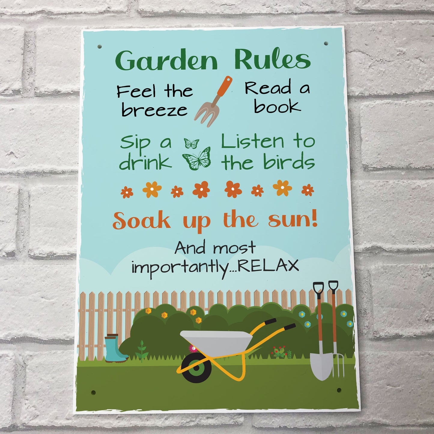 Garden Rules Sign A4 Wall Fence Plaque Beautiful Sign For Garden
