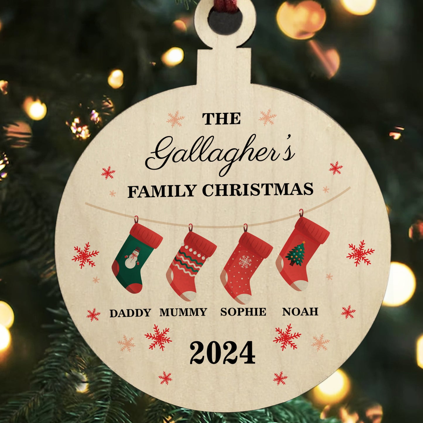 Personalised Christmas Decoration For Family of 4 Ornament