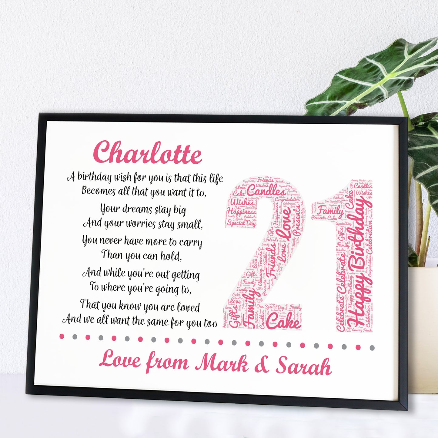 Personalised 21st Birthday Gift for Her Daughter A3 Framed Print