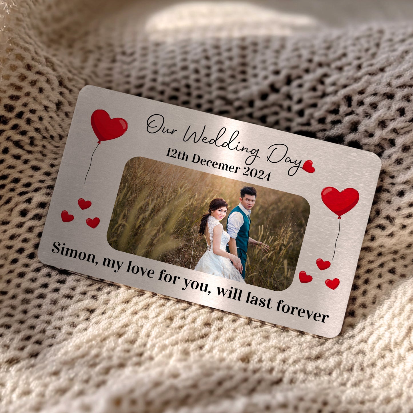 Our Wedding Day Gift Personalised Photo Metal Wallet Card Gift