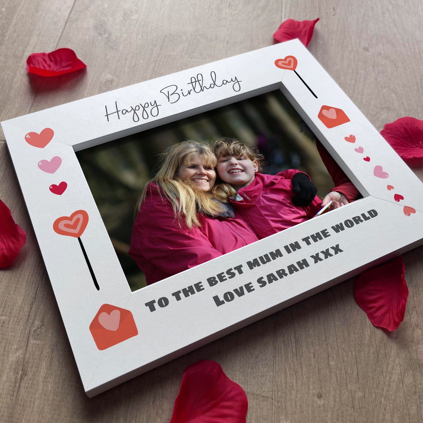 Personalised Birthday Mum Photo Frame White Wooden 7x5 Frame
