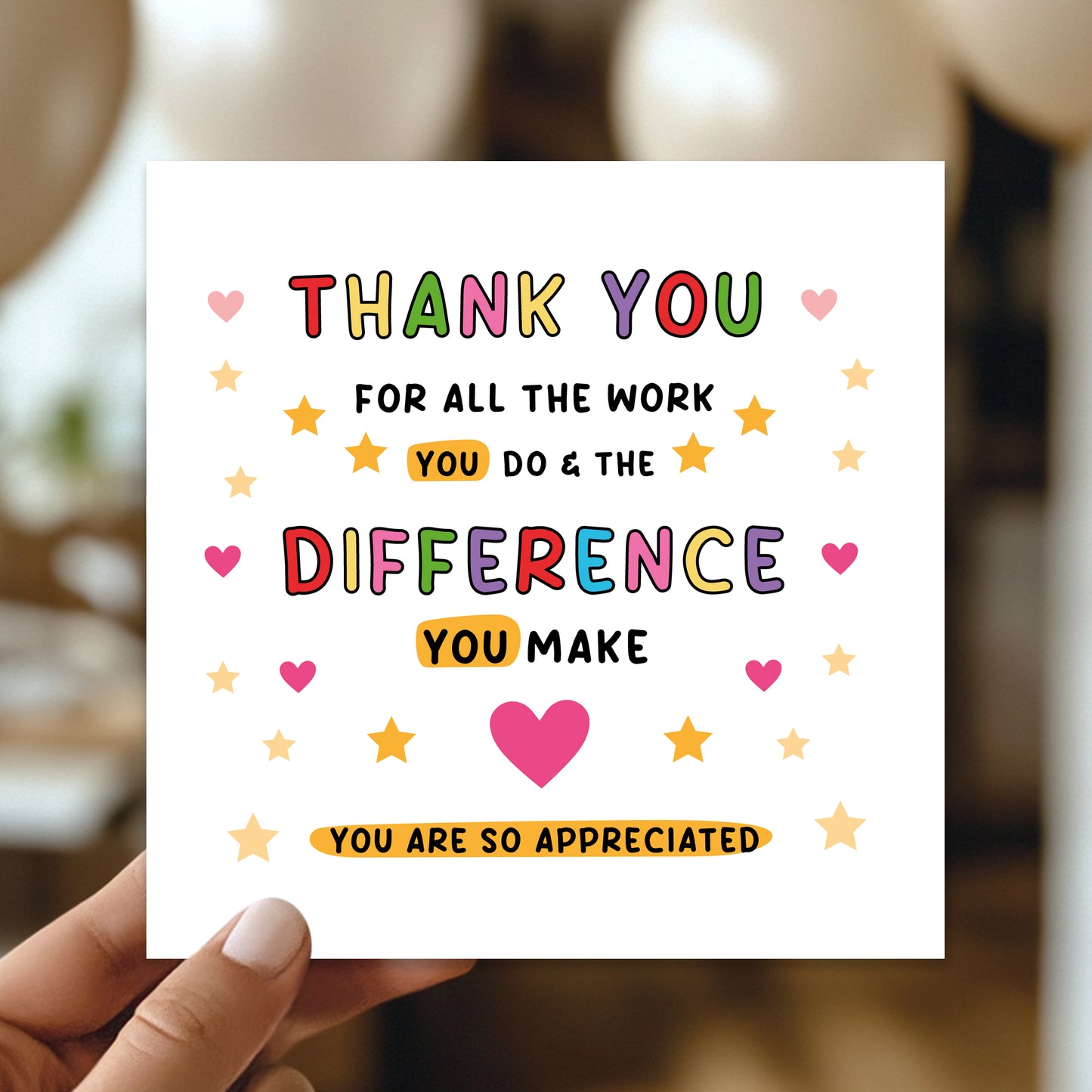 Thank You Card For Teacher Volunteer Colleague Best Friend