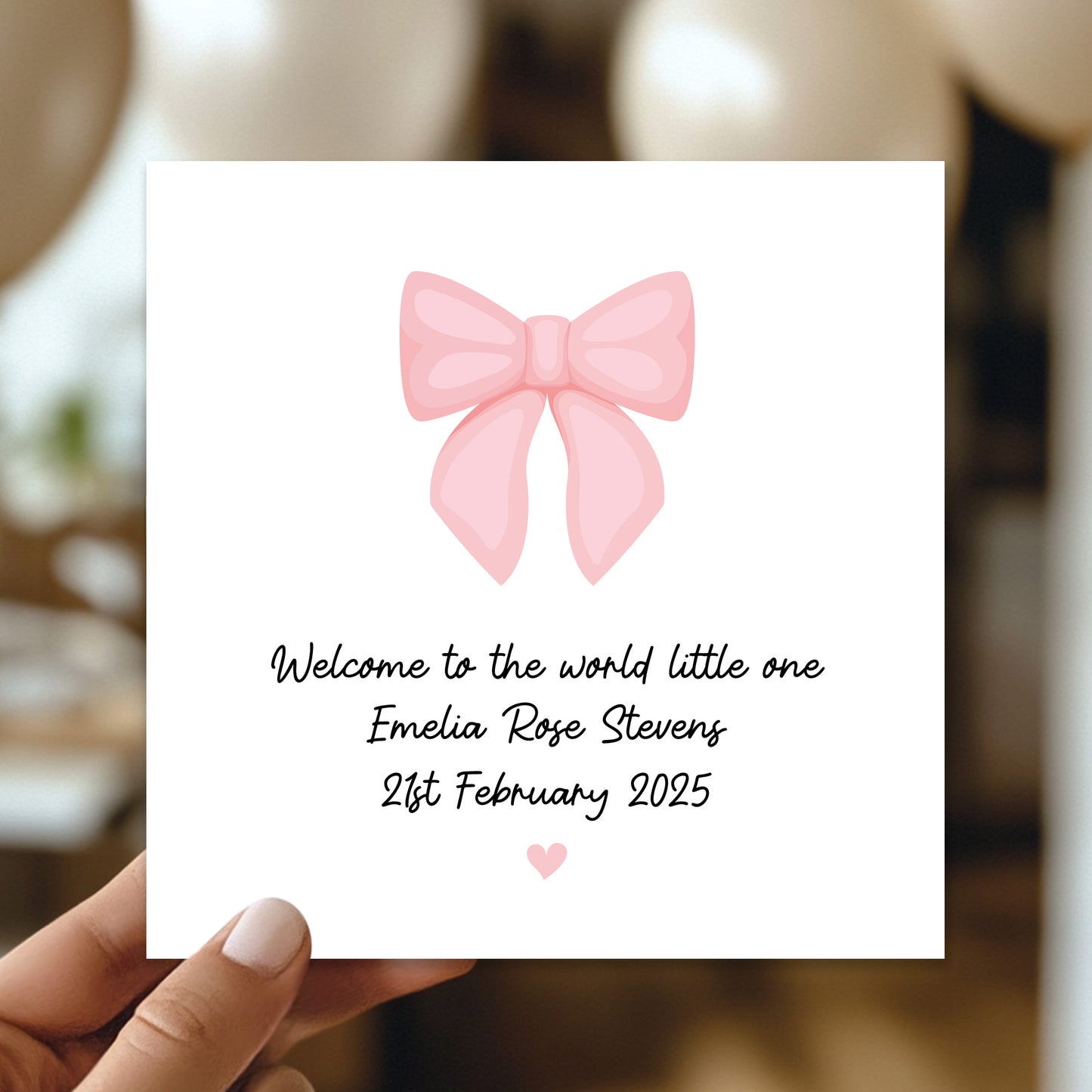 Personalised Welcome To The World Little One Pink Ribbon Design