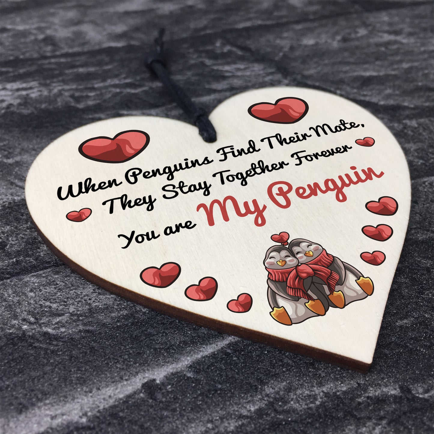Valentines Gift For Him Her You Are My Penguin Wood Heart
