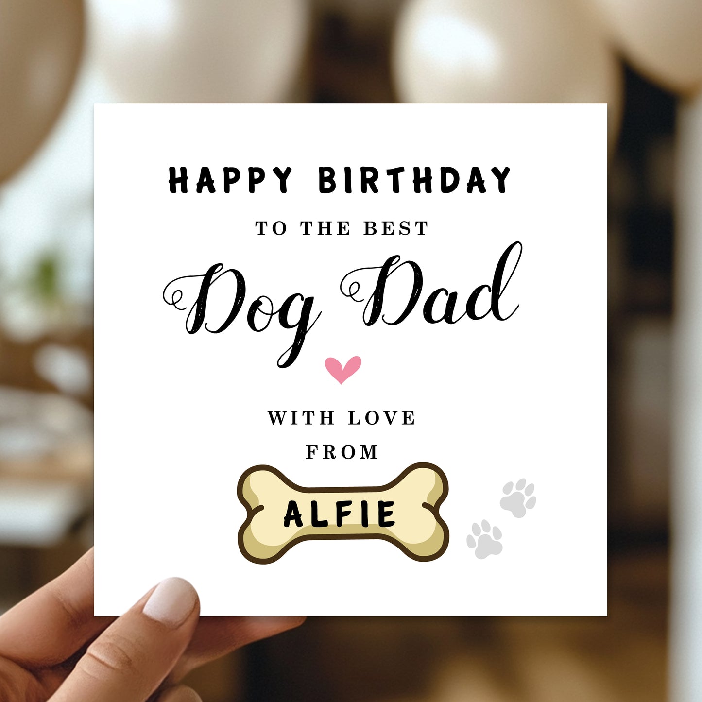 Personalised Card For Best Dog Dad Card With Envelope Birthday