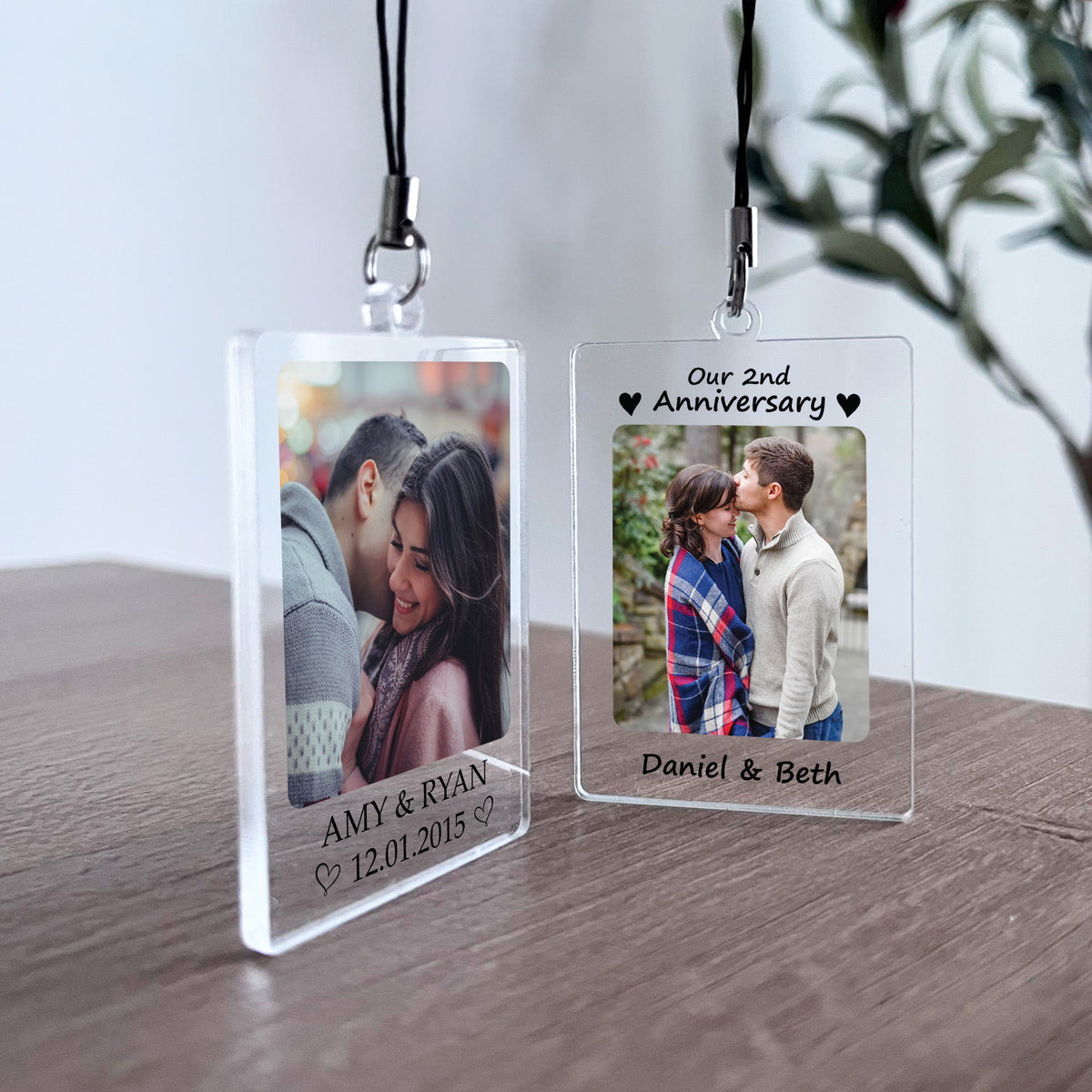 Custom Couple Keychain Personalised 2nd Anniversary Gift