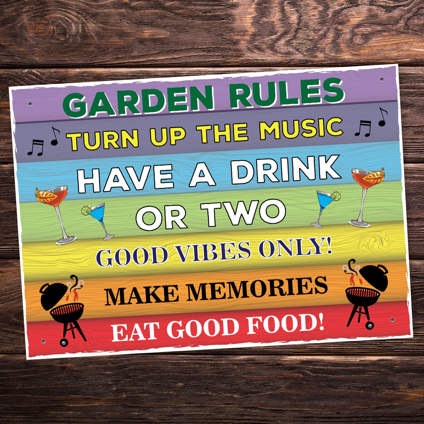 Colourful Garden Rules Sign Hanging Wall Sign Garden Signs