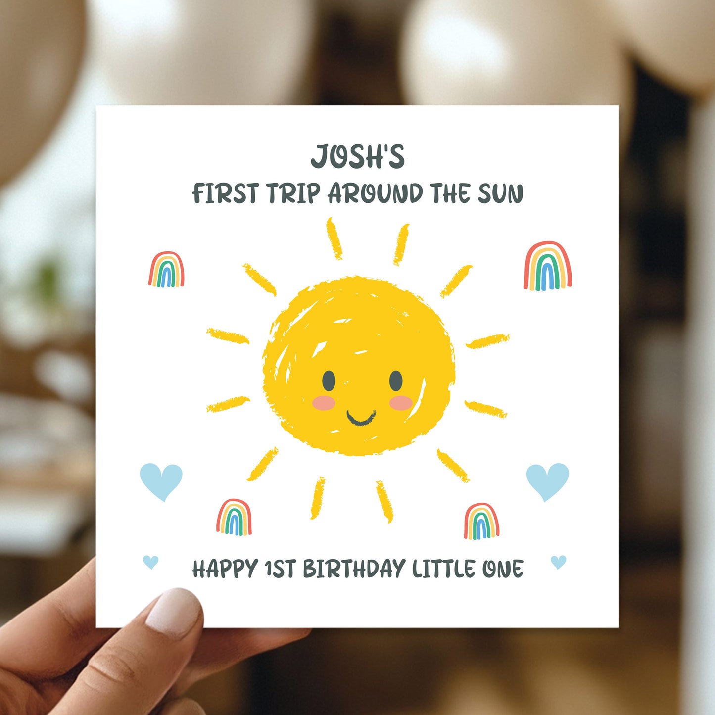 Personalised 1st Birthday Card For Son Grandson First Trip Card