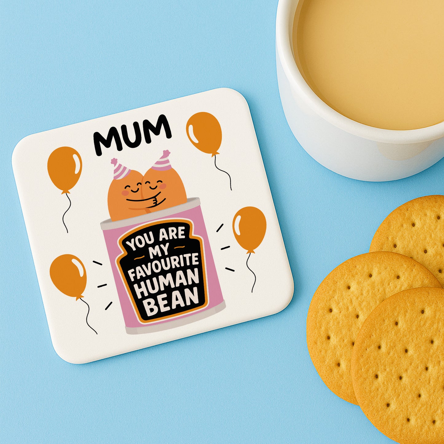 Funny Gift For Mum MY FAVOURITE HUMAN BEAN Coaster Gift For Mum