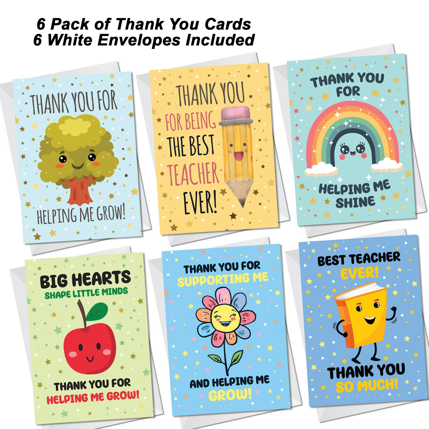 Teacher Thank You Card Multipack of 6 End of Term Leaving School