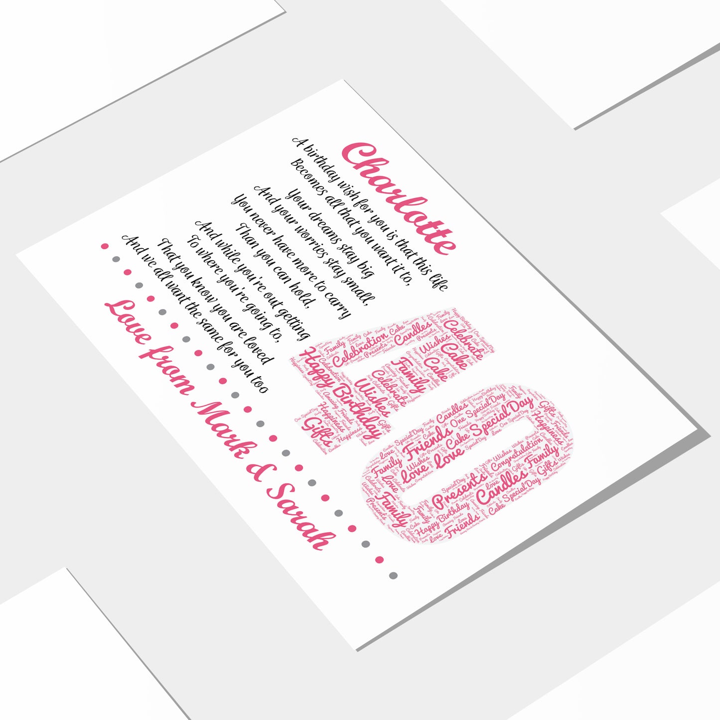 Personalised 40th Birthday Gifts for Her Women Wife Mum A3 Print