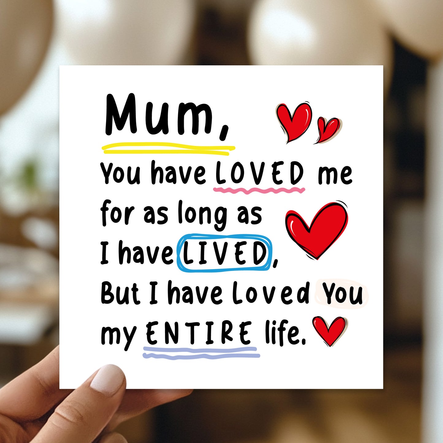 Card For Mum With Kraft Envelope Mummy Birthday Card From Son