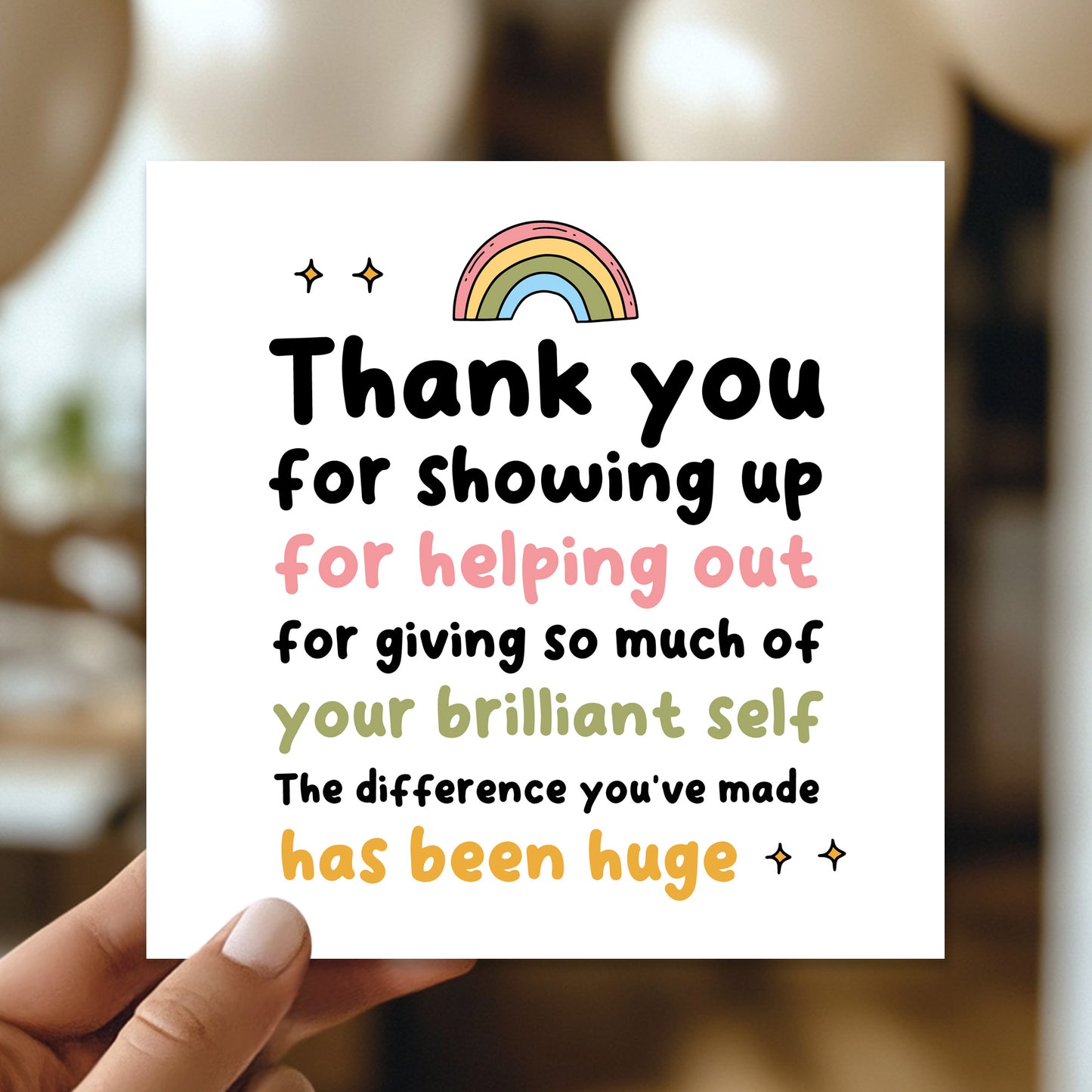 Thank You Card For Someone Special Card For Teacher Volunteer
