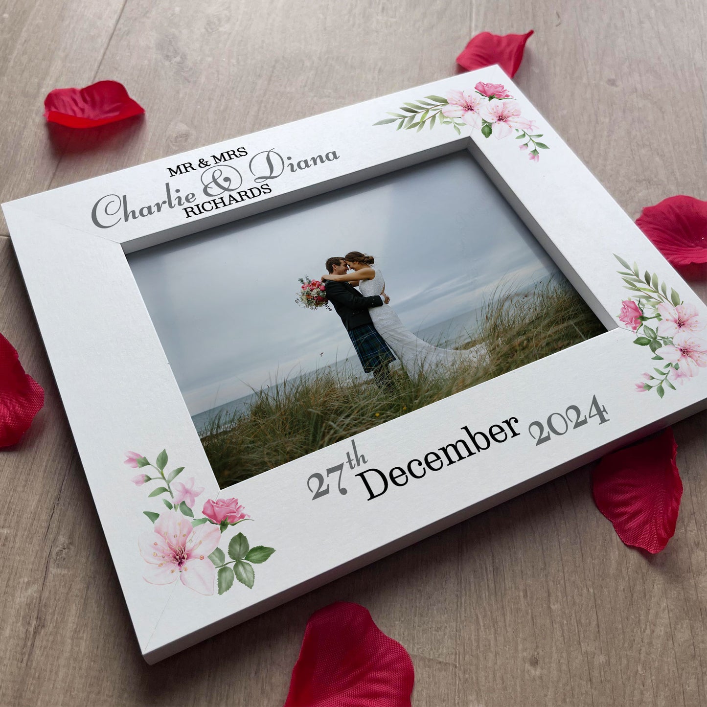 Mr And Mrs Wood Picture Frame Personalised Couple Gift Wedding