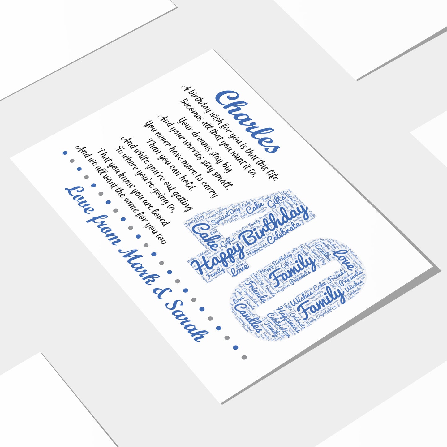 Personalised 40th Birthday Gifts for Him Husband Dad A3 Print