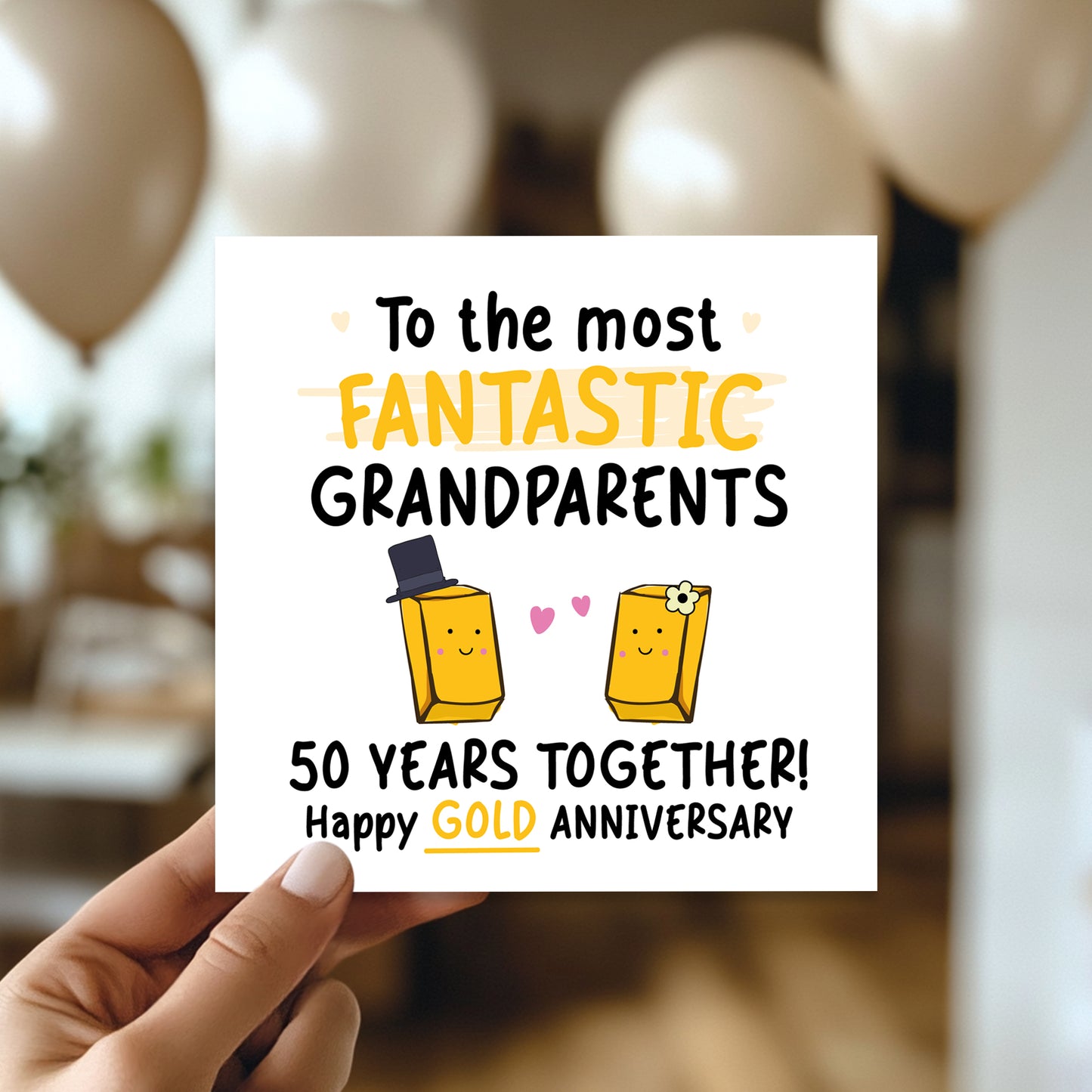 Gold Anniversary Card for Grandparents 50th Anniversary Card