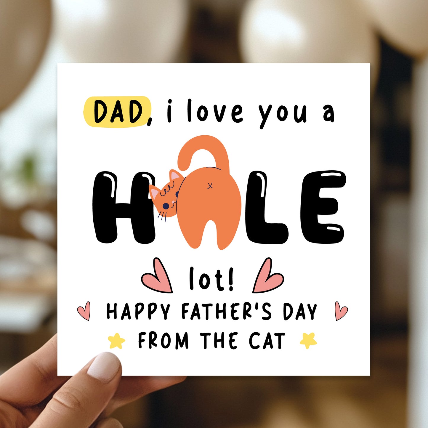 Funny Fathers Day Card From The Cat I Love You A Hole Lot Joke