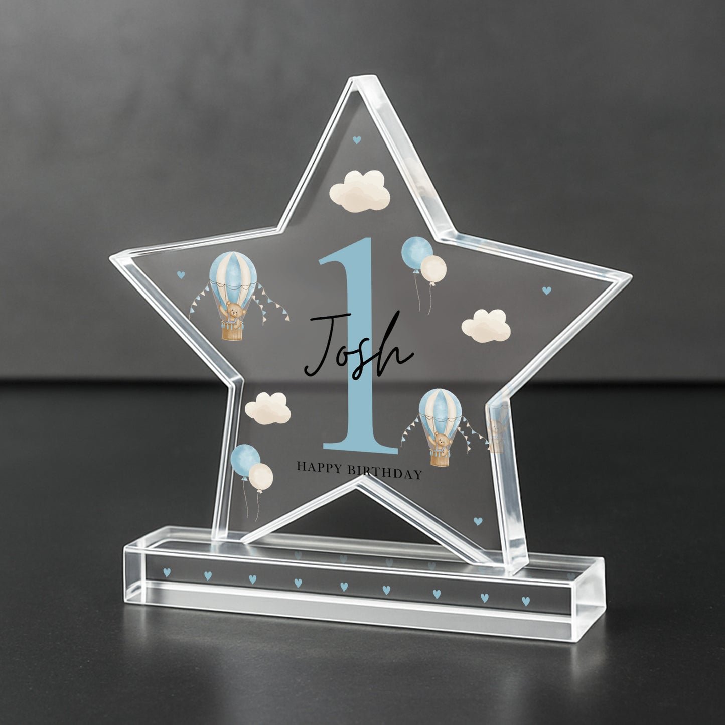 Personalised 1st Birthday Gift For Baby Boy Acrylic Star Plaque