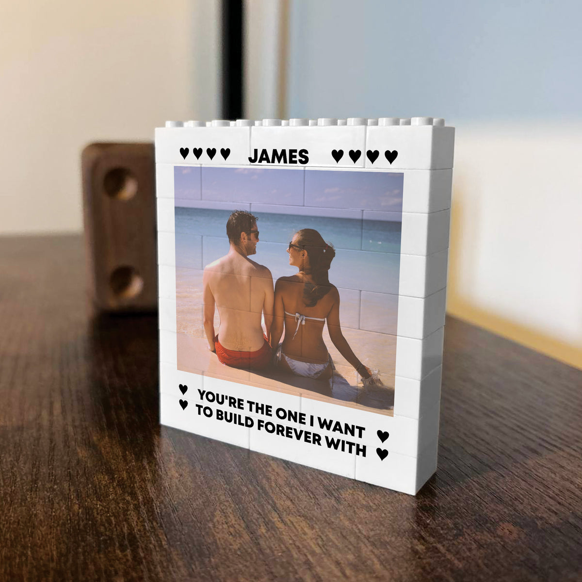 Personalised Photo Block Anniversary Gift For Husband Boyfriend