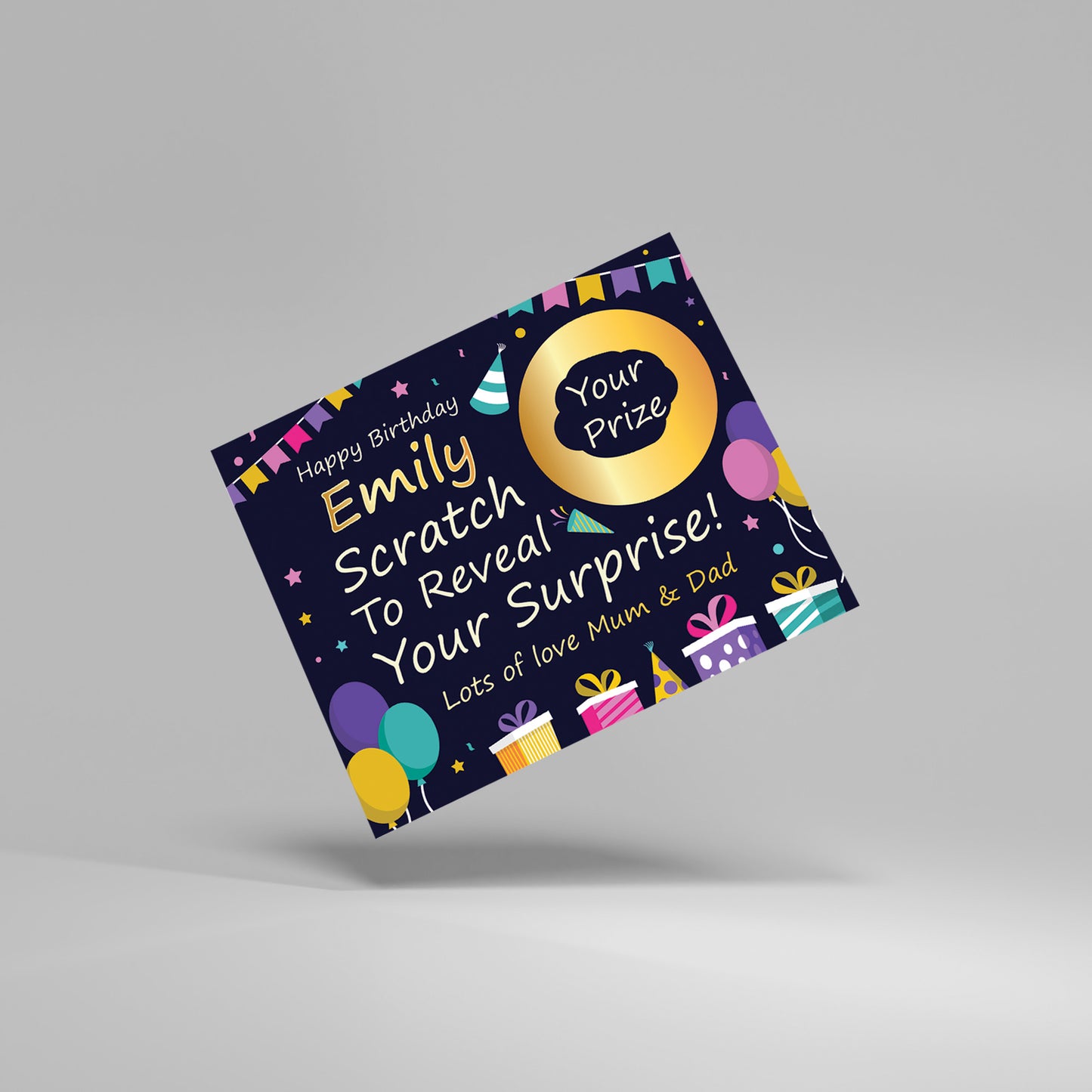 Personalised Birthday Scratch Reveal Card, Gift Reveal Card